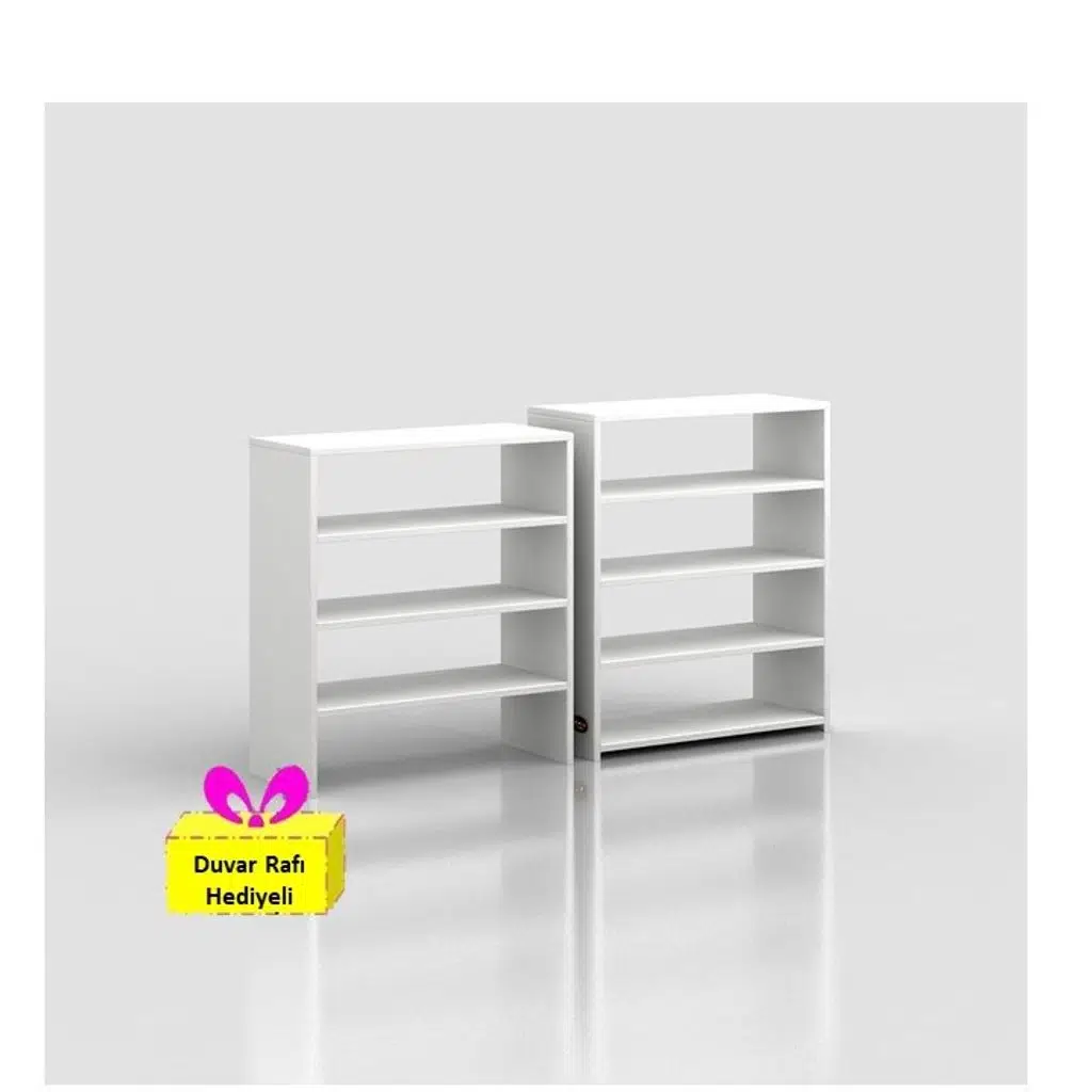 Kenzlife ayakkabılık goya byz 160*70*30 arkalıksız ayakkabı ofis dolabı iki bölme + tekli duvar rafı hediyeli