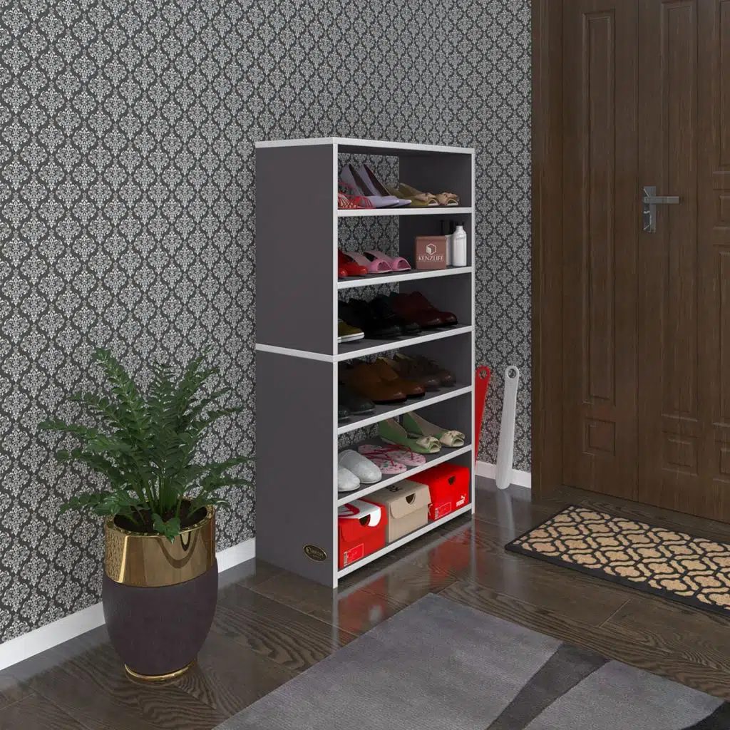 Kenzlife ayakkabılık goya gri 120*70*30 arkalıksız ayakkabı ofis dolabı iki bölme