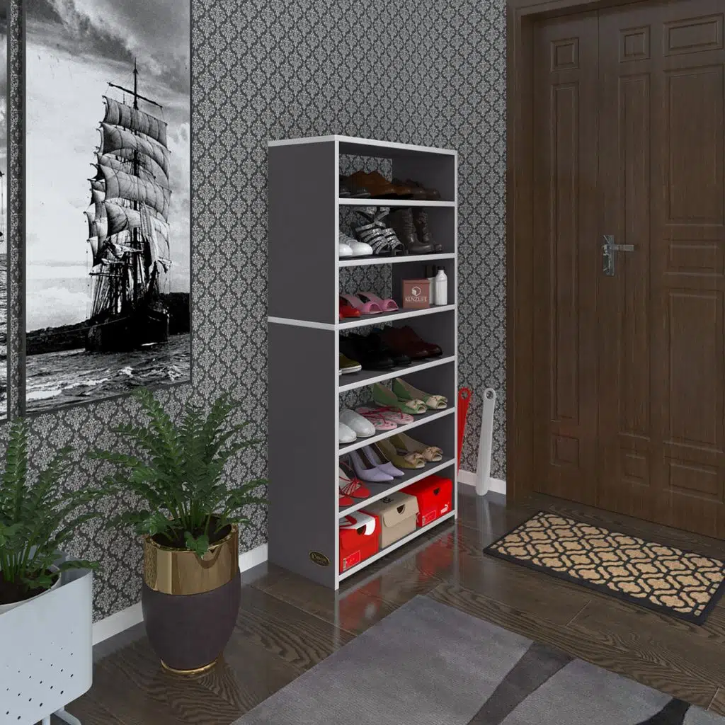 Kenzlife ayakkabılık goya gri 140*70*30 arkalıksız ayakkabı ofis dolabı iki bölme