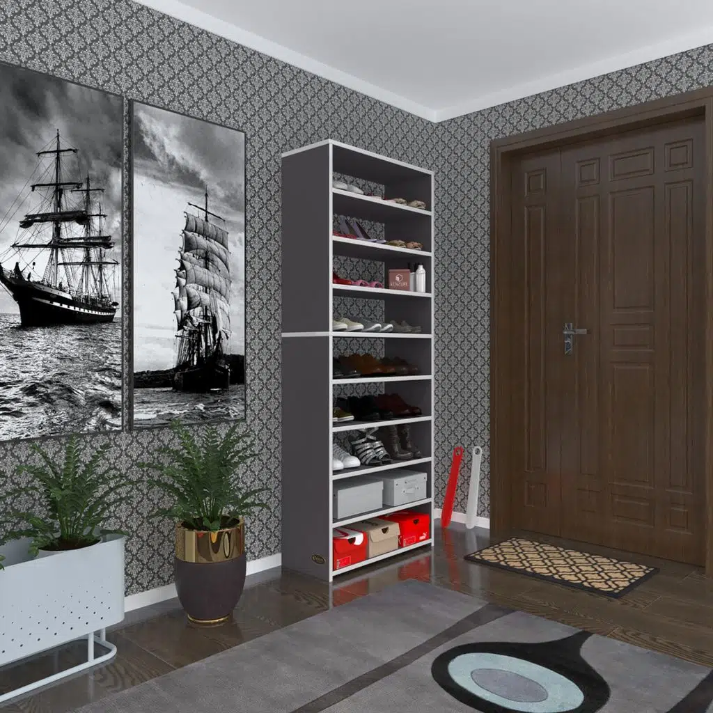 Kenzlife ayakkabılık goya gri 180*70*30 arkalıksız ayakkabı ofis dolabı iki bölme