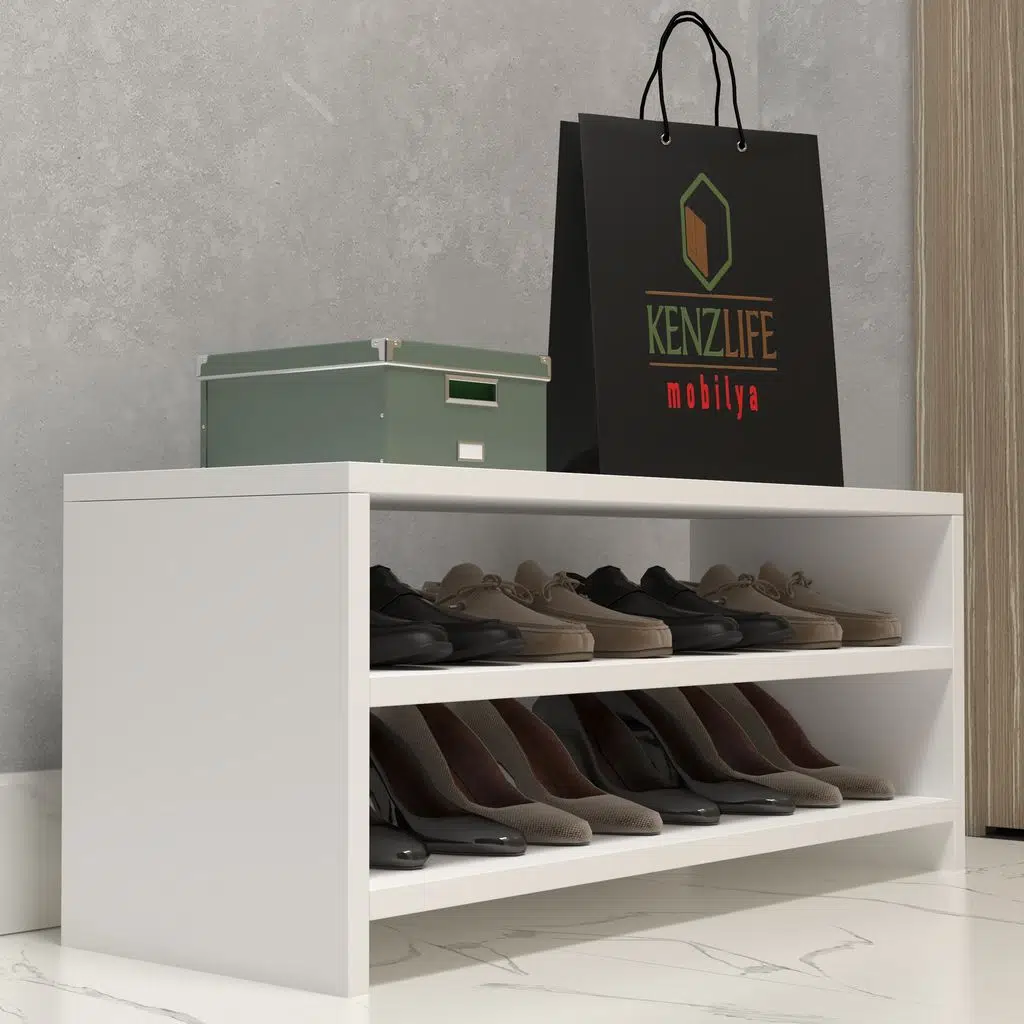 Kenzlife ayakkabılık konevi mat beyaz suntalam 035*080*30 sekiz çift ayakkabı kapasitesi arkalıksız 
