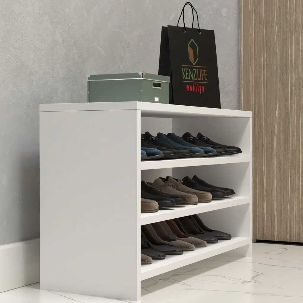 Kenzlife ayakkabılık konevi mat beyaz suntalam 050*080*30 oniki çift ayakkabı kapasitesi arkalıksız 