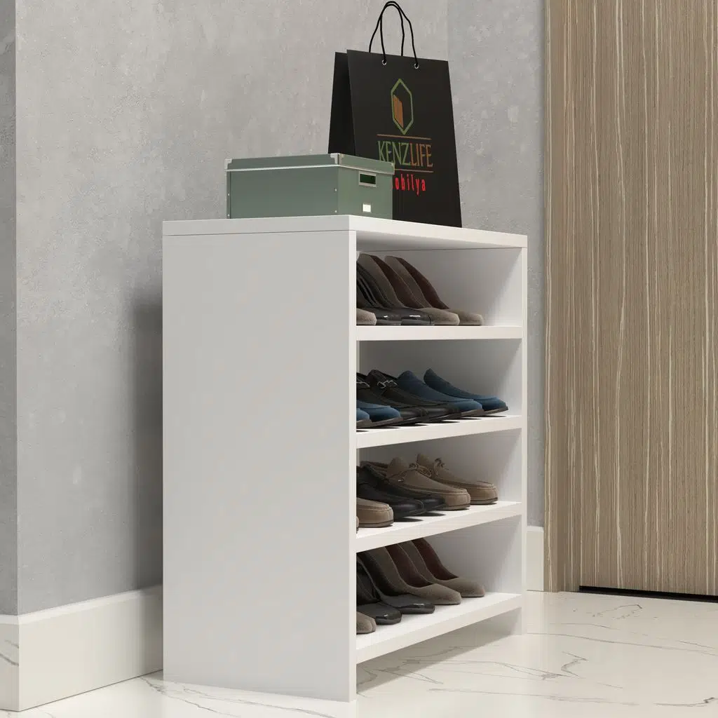 Kenzlife ayakkabılık konevi mat beyaz suntalam 065*060*30 oniki çift ayakkabı kapasitesi arkalıksız 