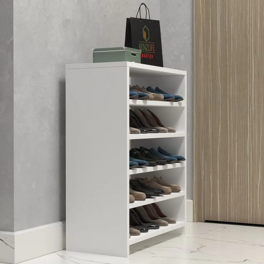 Kenzlife ayakkabılık konevi mat beyaz suntalam 080*060*30 onbeş çift ayakkabı kapasitesi arkalıksız 