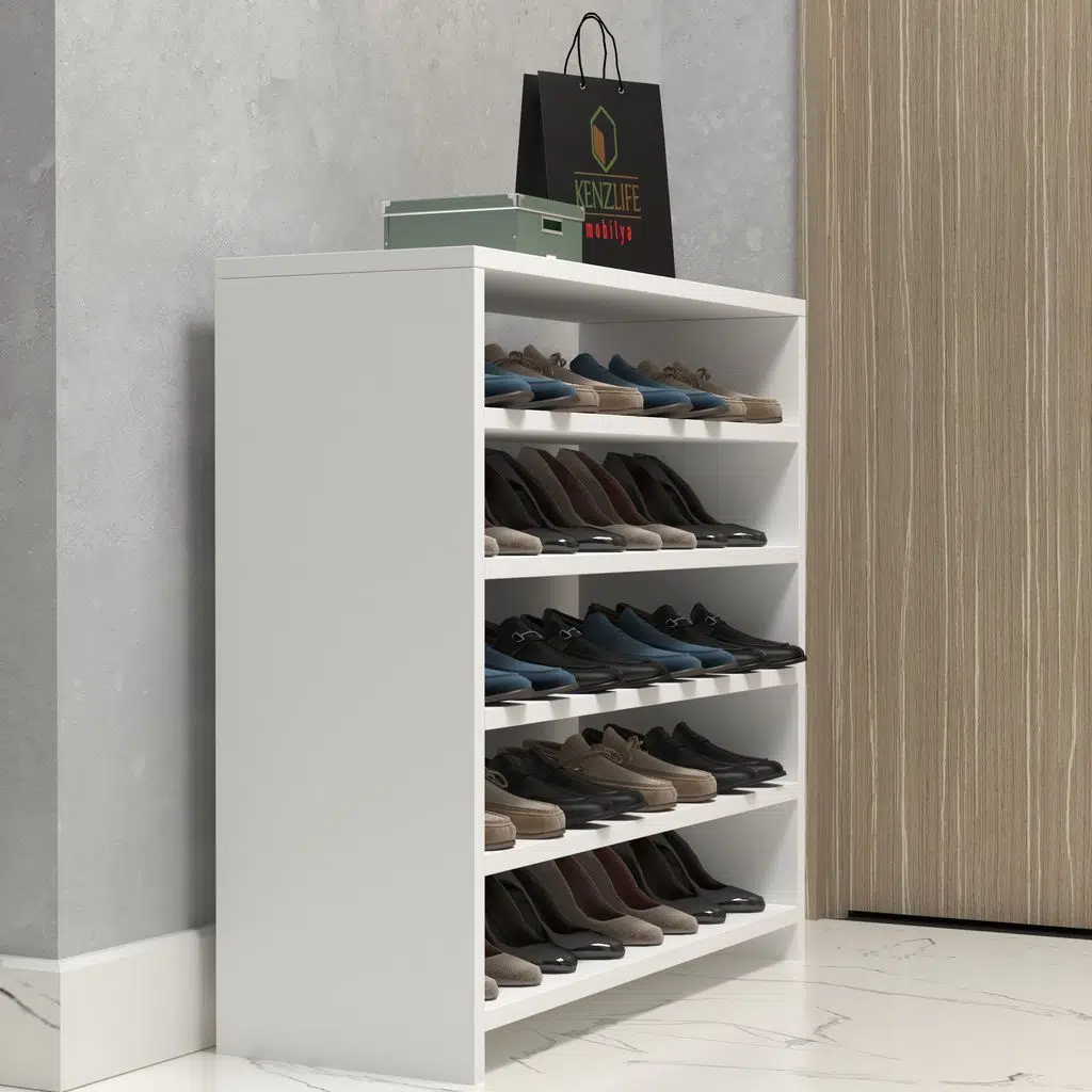 Kenzlife ayakkabılık konevi mat beyaz suntalam 080*080*30 yimi çift ayakkabı kapasitesi arkalıksız 
