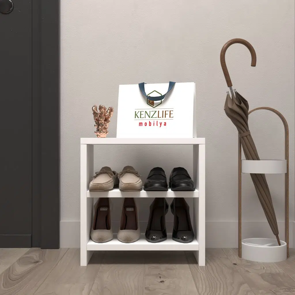 Kenzlife ayakkabılık mısri mat beyaz suntalam 035*040*20 dört çift ayakkabı kapasitesi arkalıksız 