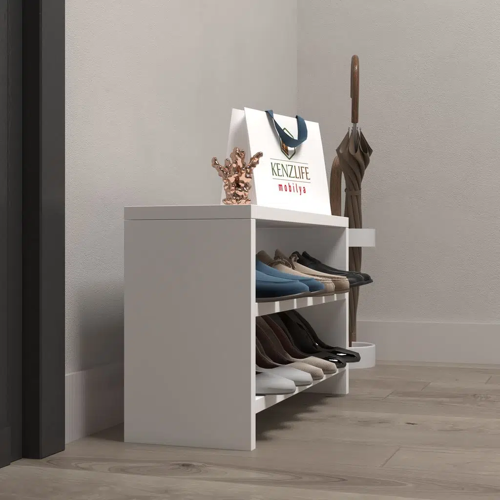 Kenzlife ayakkabılık mısri mat beyaz suntalam 035*060*20 altı çift ayakkabı kapasitesi arkalıksız 