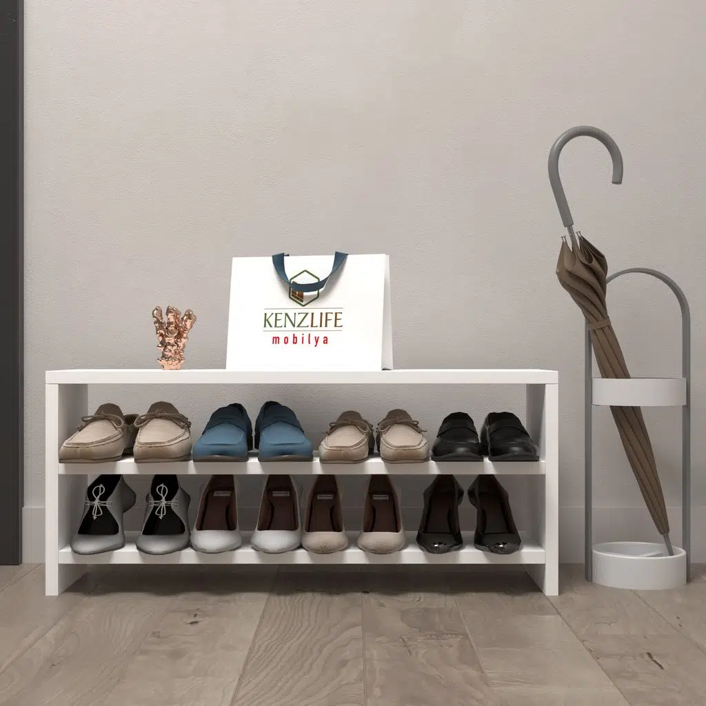 Kenzlife ayakkabılık mısri mat beyaz suntalam 035*080*20 sekiz çift ayakkabı kapasitesi arkalıksız 