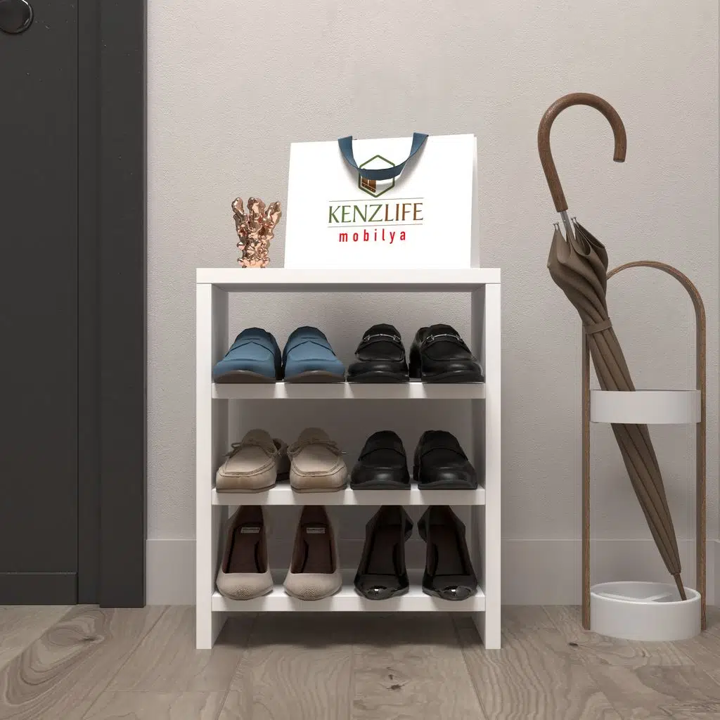 Kenzlife ayakkabılık mısri mat beyaz suntalam 050*040*20 altı çift ayakkabı kapasitesi arkalıksız 