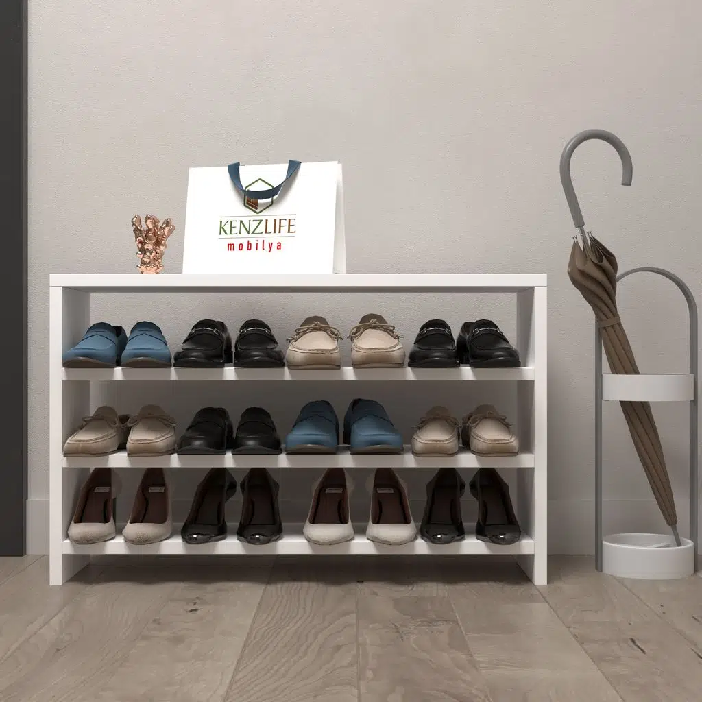 Kenzlife ayakkabılık mısri mat beyaz suntalam 050*080*20 oniki çift ayakkabı kapasitesi arkalıksız 