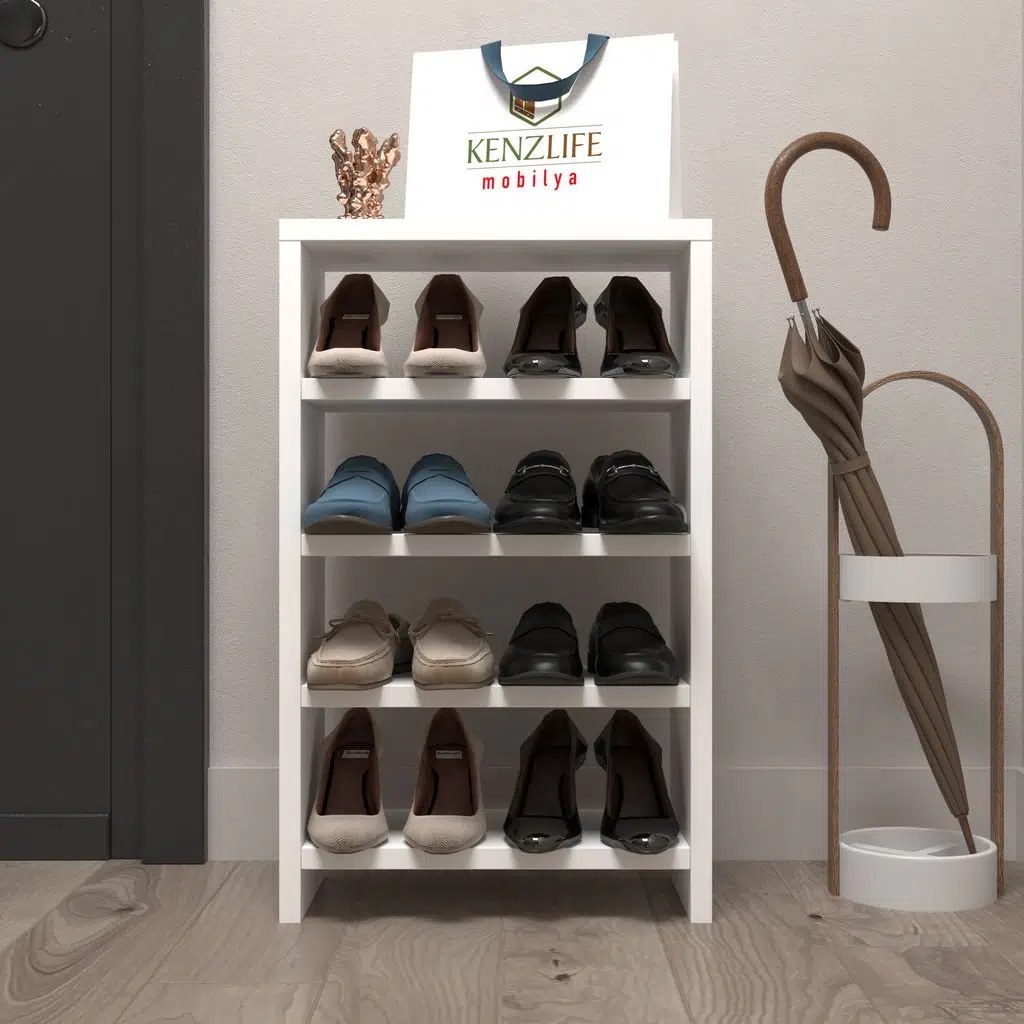 Kenzlife ayakkabılık mısri mat beyaz suntalam 065*040*20 sekiz çift ayakkabı kapasitesi arkalıksız 