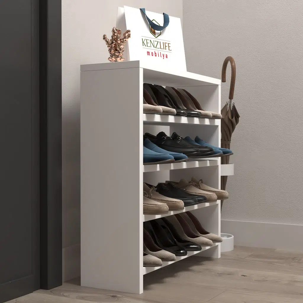 Kenzlife ayakkabılık mısri mat beyaz suntalam 065*060*20 oniki çift ayakkabı kapasitesi arkalıksız 