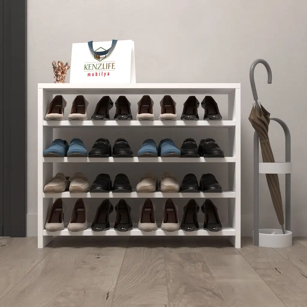 Kenzlife ayakkabılık mısri mat beyaz suntalam 065*080*20 onaltı çift ayakkabı kapasitesi arkalıksız 