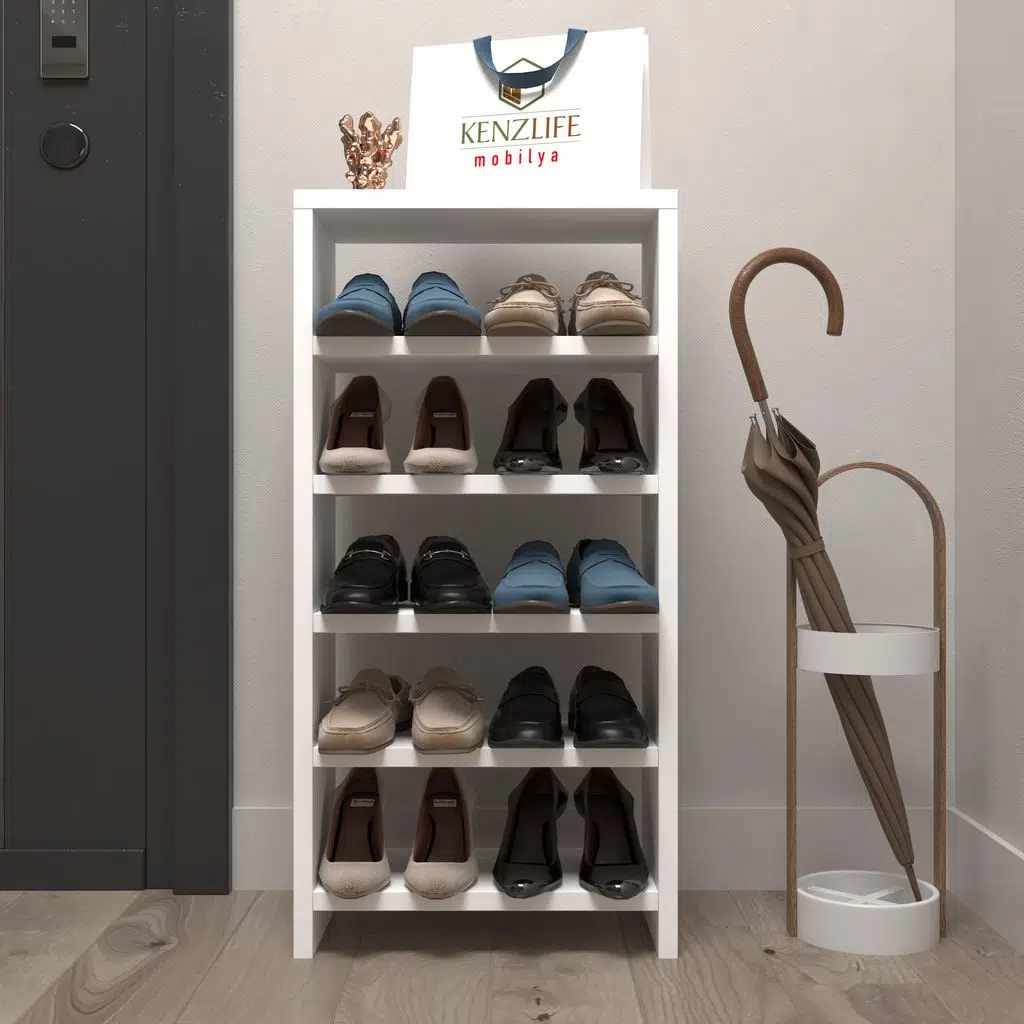 Kenzlife ayakkabılık mısri mat beyaz suntalam 080*040*20 on çift ayakkabı kapasitesi arkalıksız 