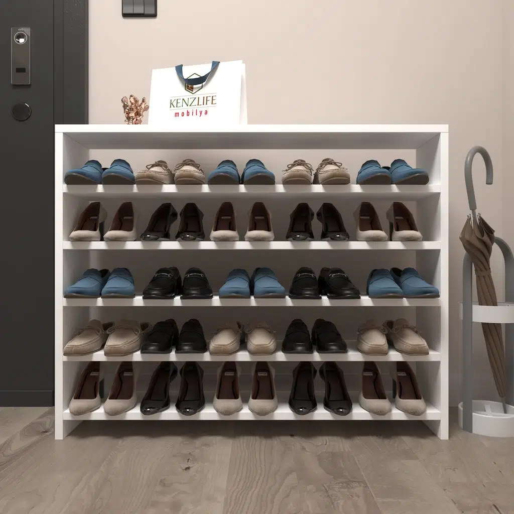 Kenzlife ayakkabılık mısri mat beyaz suntalam 080*080*20 yimi çift ayakkabı kapasitesi arkalıksız 