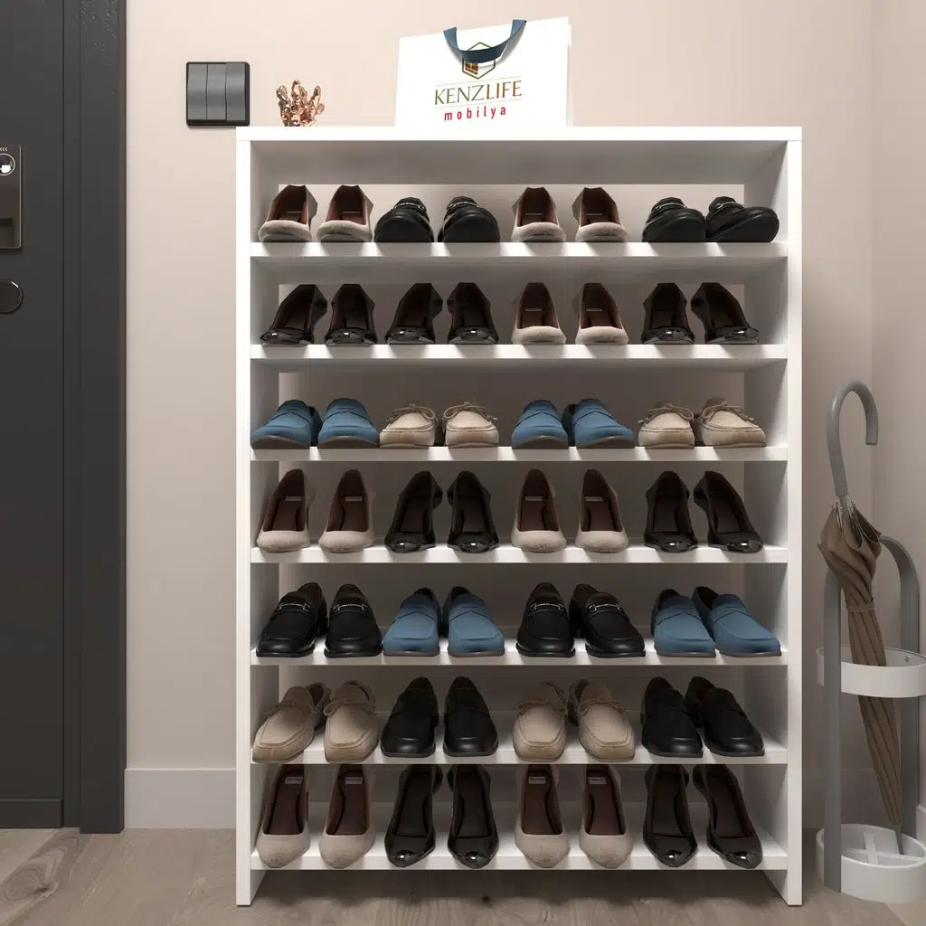 Kenzlife ayakkabılık mısri mat beyaz suntalam 110*080*20 yimisekiz çift ayakkabı kapasitesi arkalıksız 