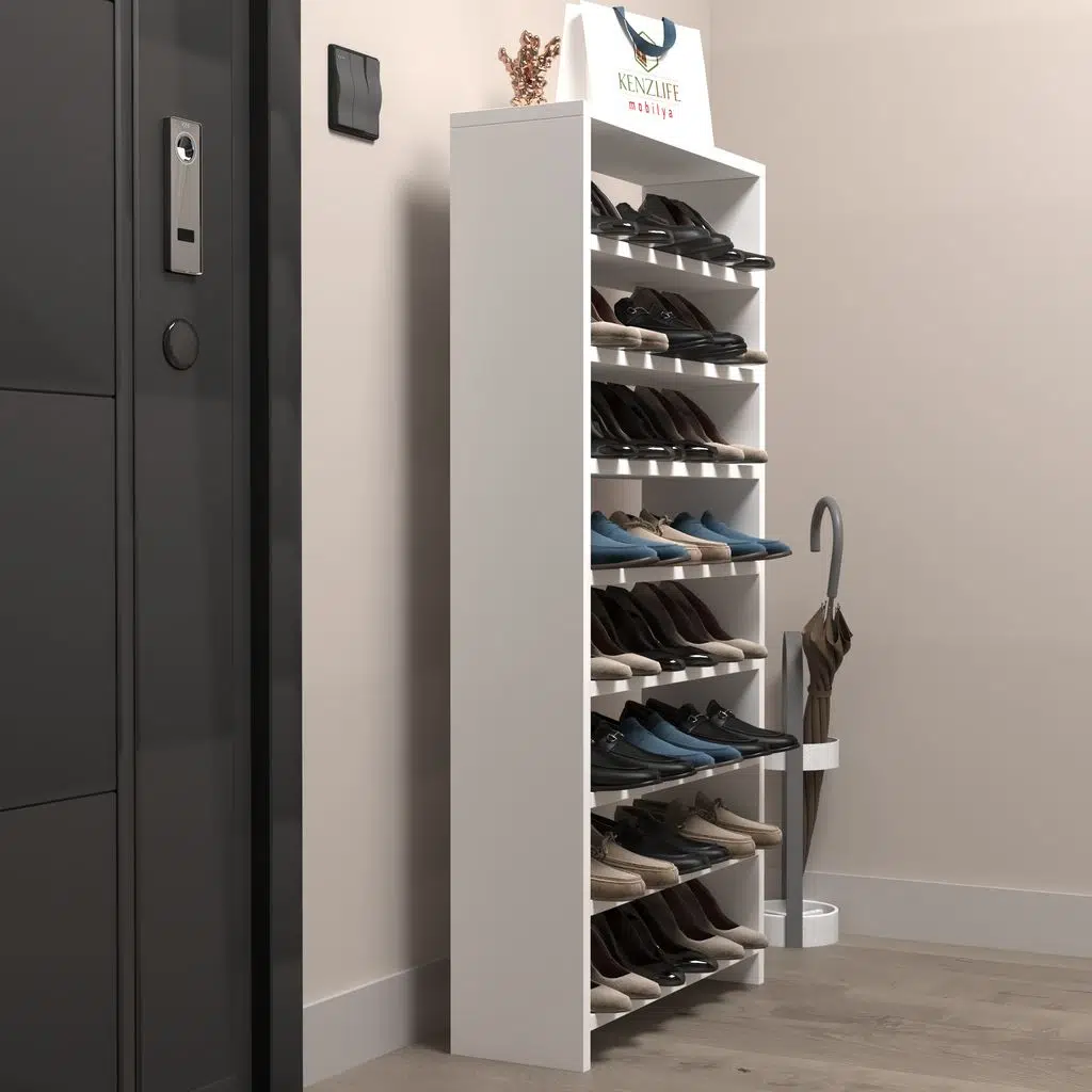 Kenzlife ayakkabılık mısri mat beyaz suntalam 125*060*20 yirmidört çift ayakkabı kapasitesi arkalıksız 