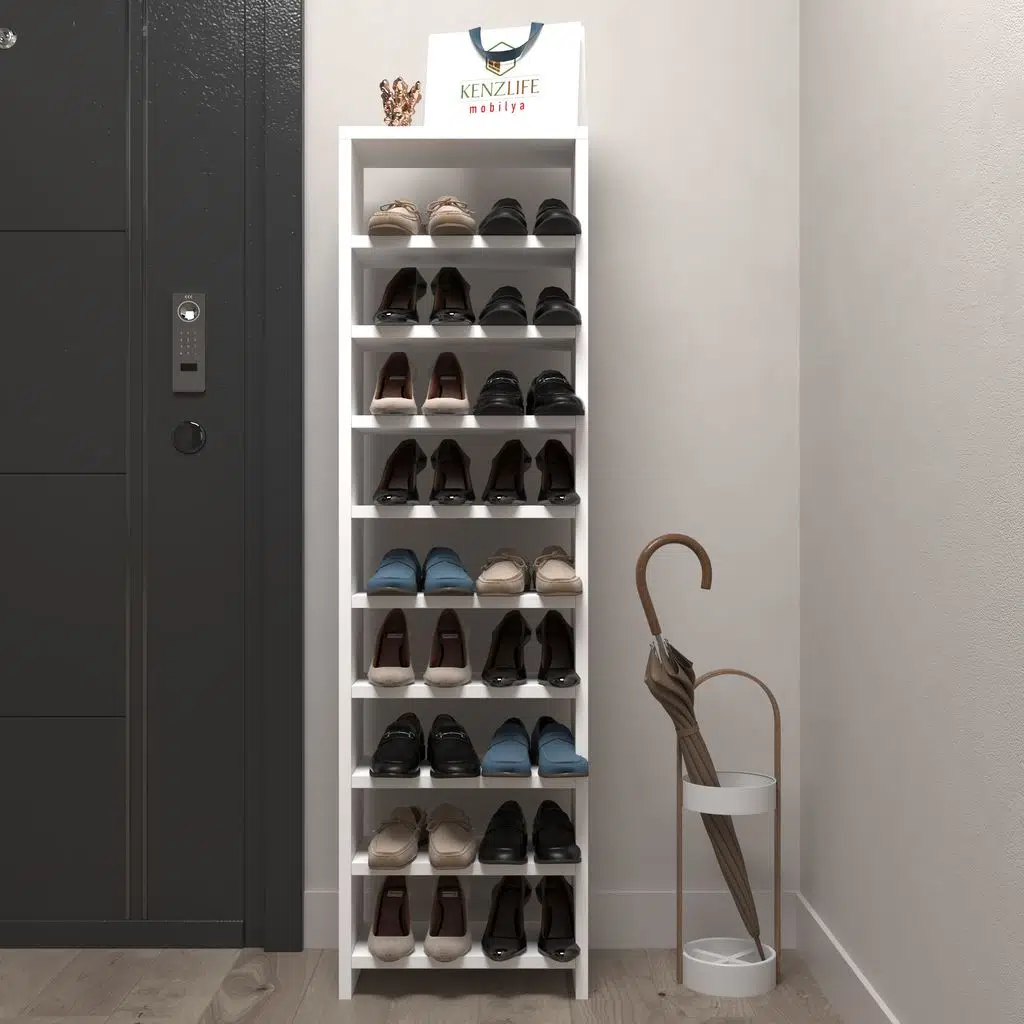 Kenzlife ayakkabılık mısri mat beyaz suntalam 140*040*20 onsekiz çift ayakkabı kapasitesi arkalıksız 