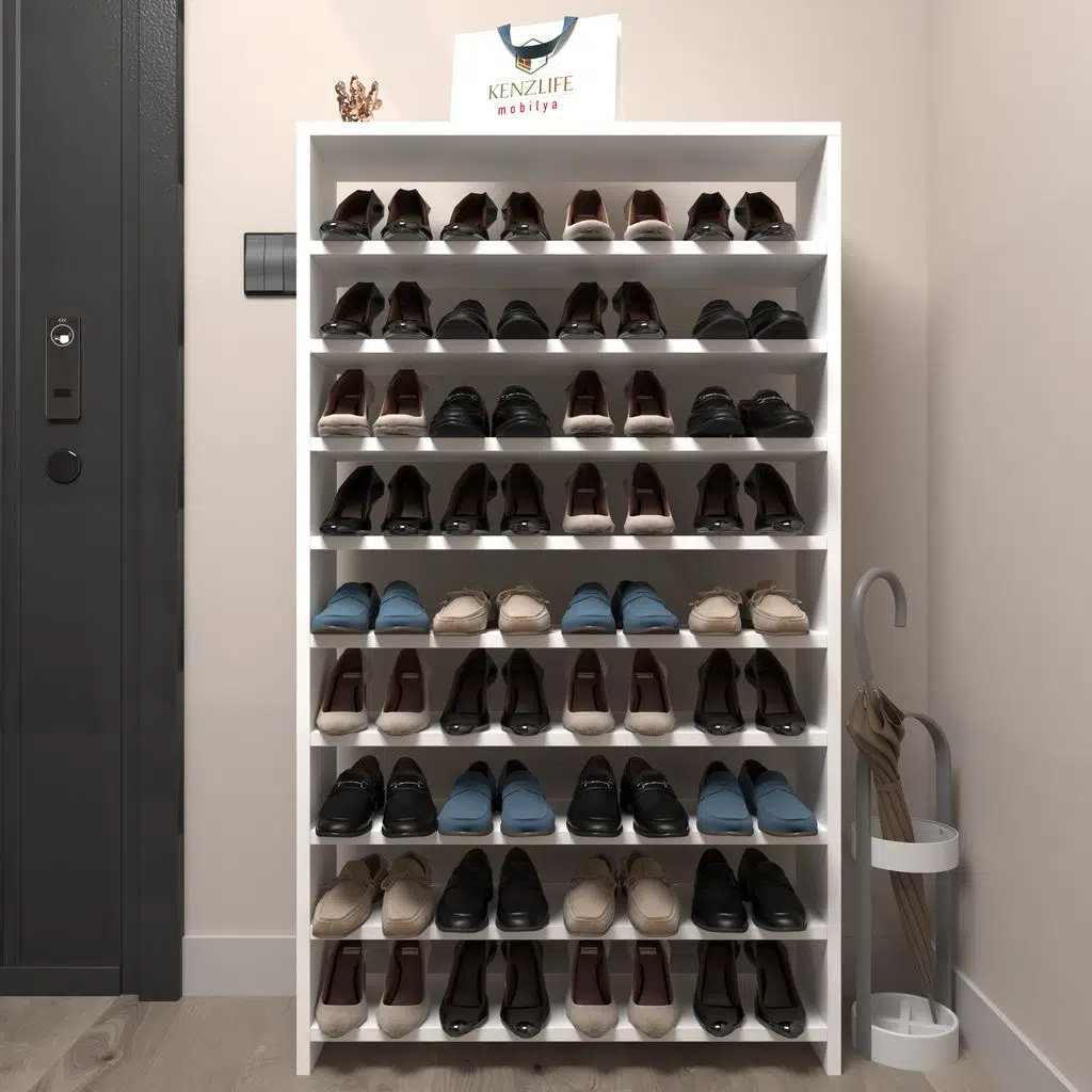 Kenzlife ayakkabılık mısri mat beyaz suntalam 140*080*20 otuzaltı çift ayakkabı kapasitesi arkalıksız 