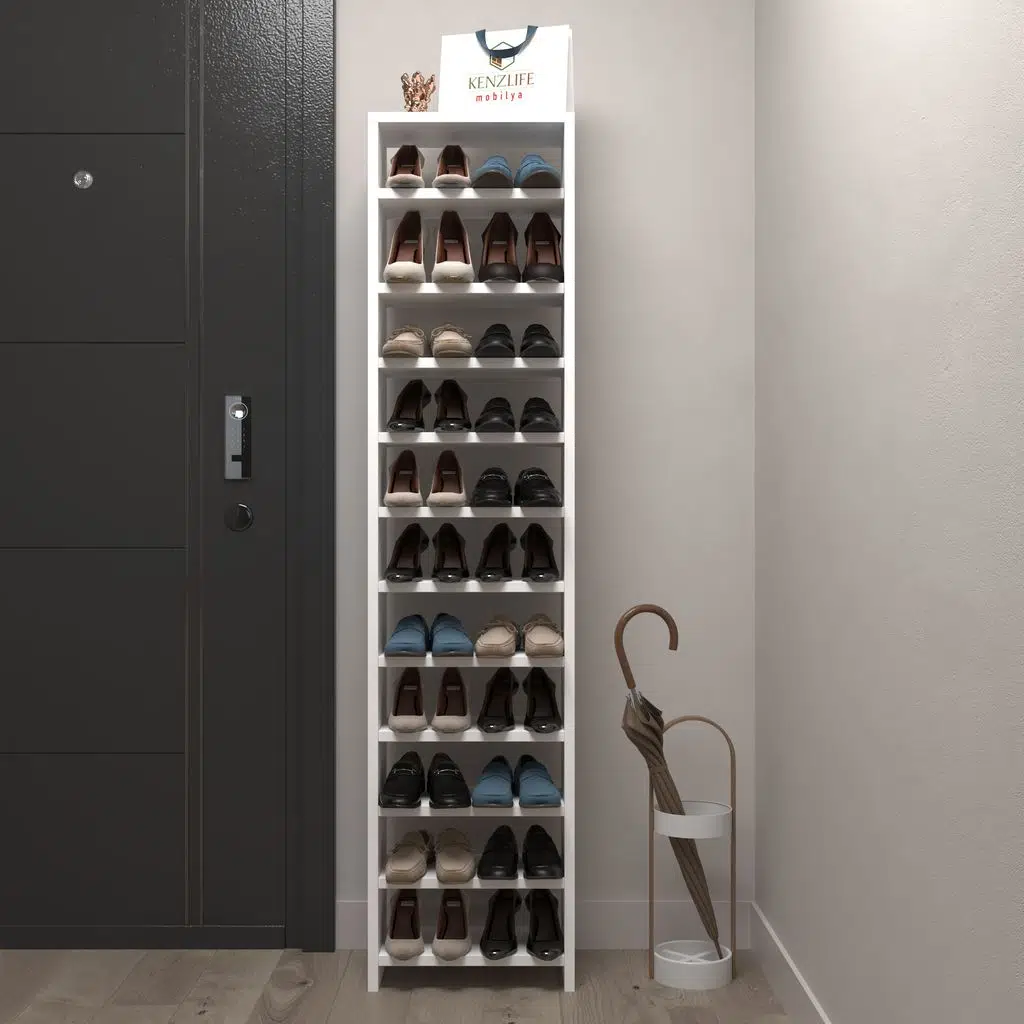 Kenzlife ayakkabılık mısri mat beyaz suntalam 155*040*20 yirmi çift ayakkabı kapasitesi arkalıksız 