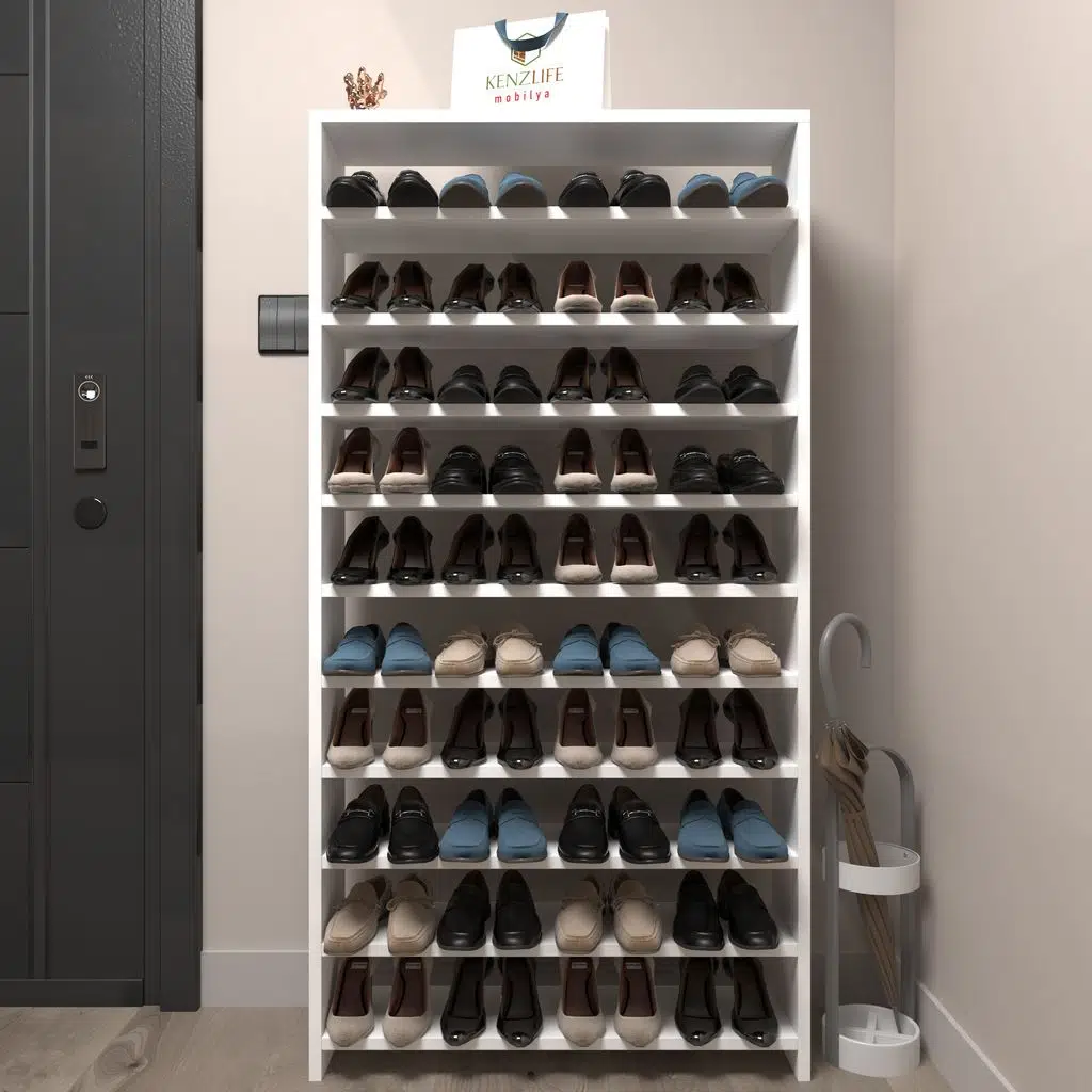 Kenzlife ayakkabılık mısri mat beyaz suntalam 155*080*20 kırk çift ayakkabı kapasitesi arkalıksız 