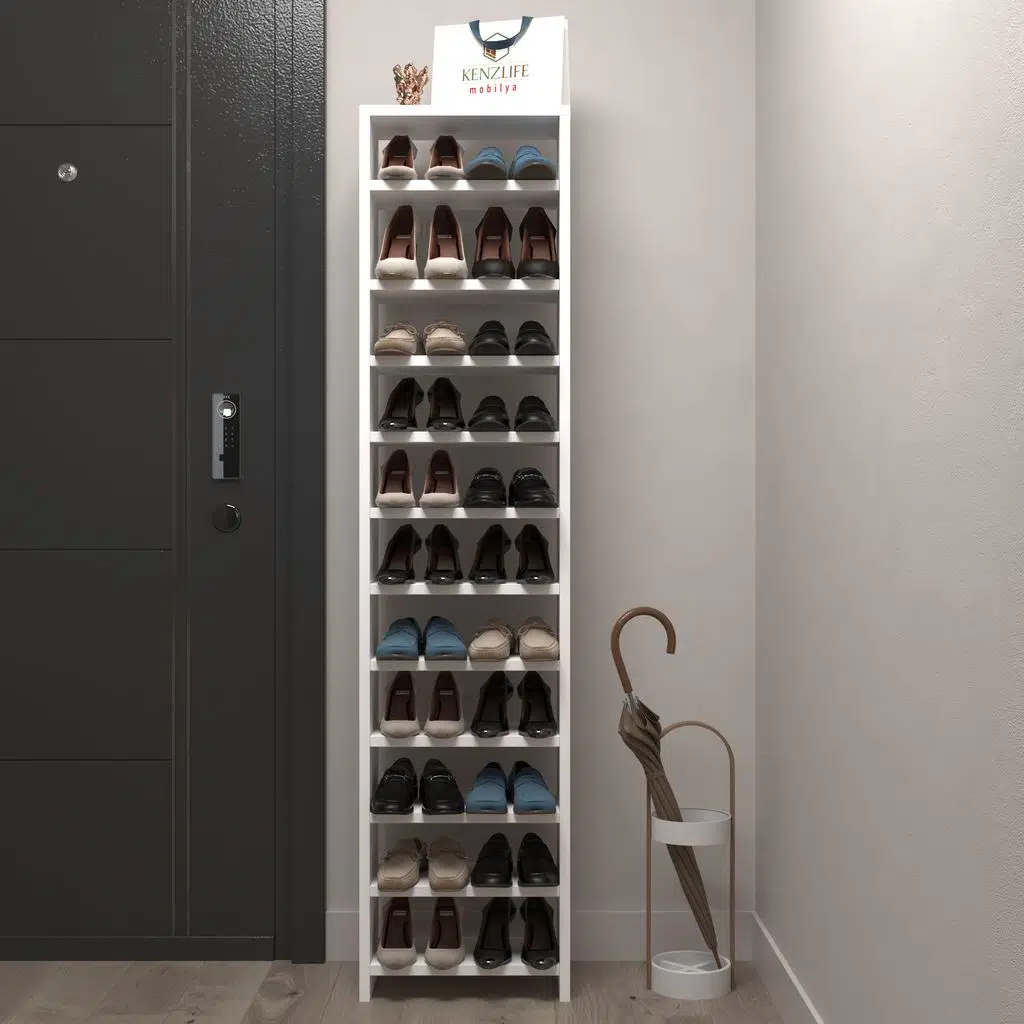 Kenzlife ayakkabılık mısri mat beyaz suntalam 170*040*20 yirmiiki çift ayakkabı kapasitesi arkalıksız 