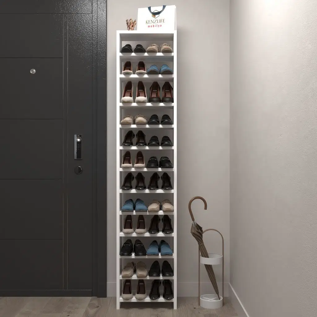 Kenzlife ayakkabılık mısri mat beyaz suntalam 183*040*20 yirmidört çift ayakkabı kapasitesi arkalıksız 