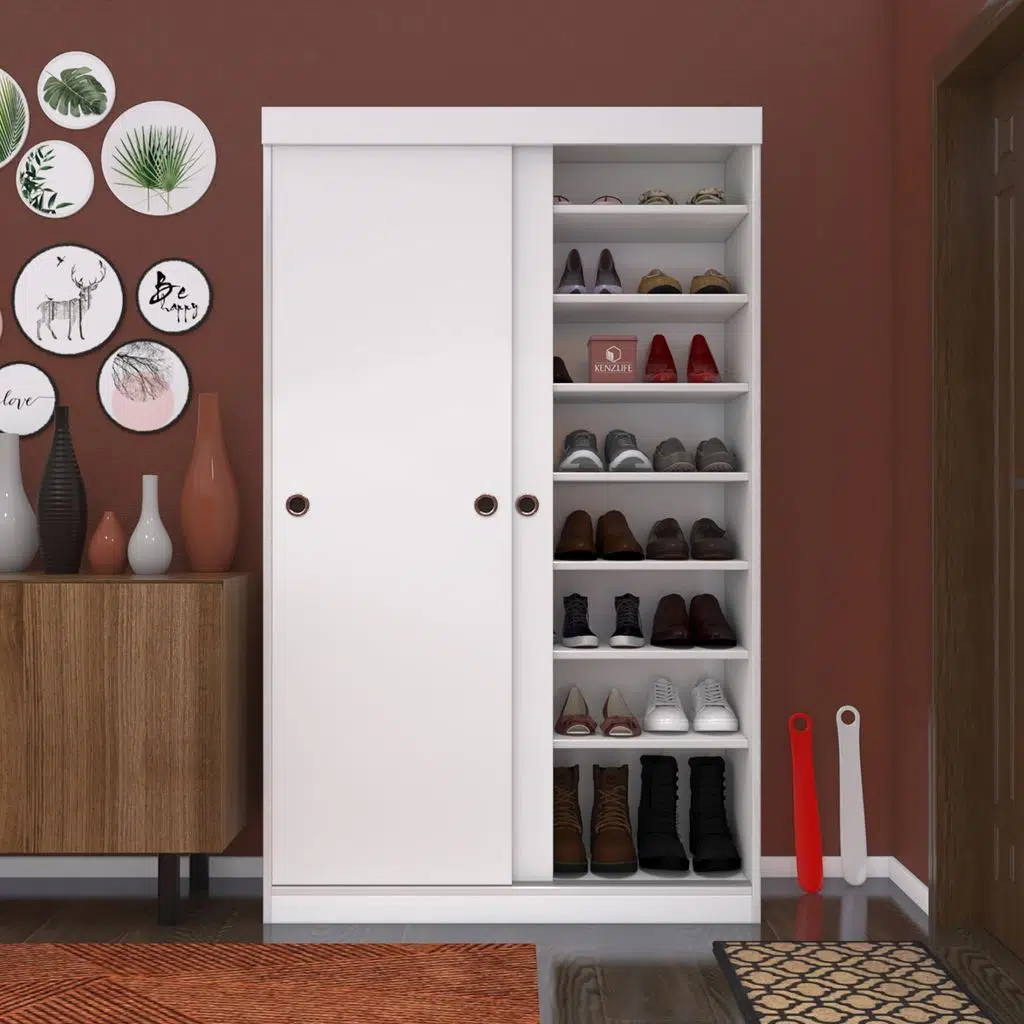 Kenzlife ayakkabılık vakkas mat beyaz 180*110*40 suntalam 40 çift ayakkabı kapasitesi