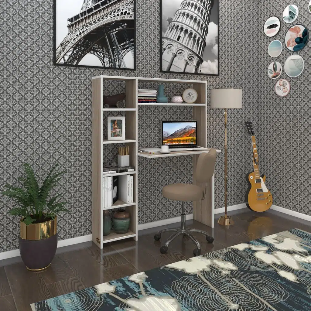 Kenzlife bilgisayar çalışma masası prost crd 140*100*20 kitaplık solda ofis sekreter laptop