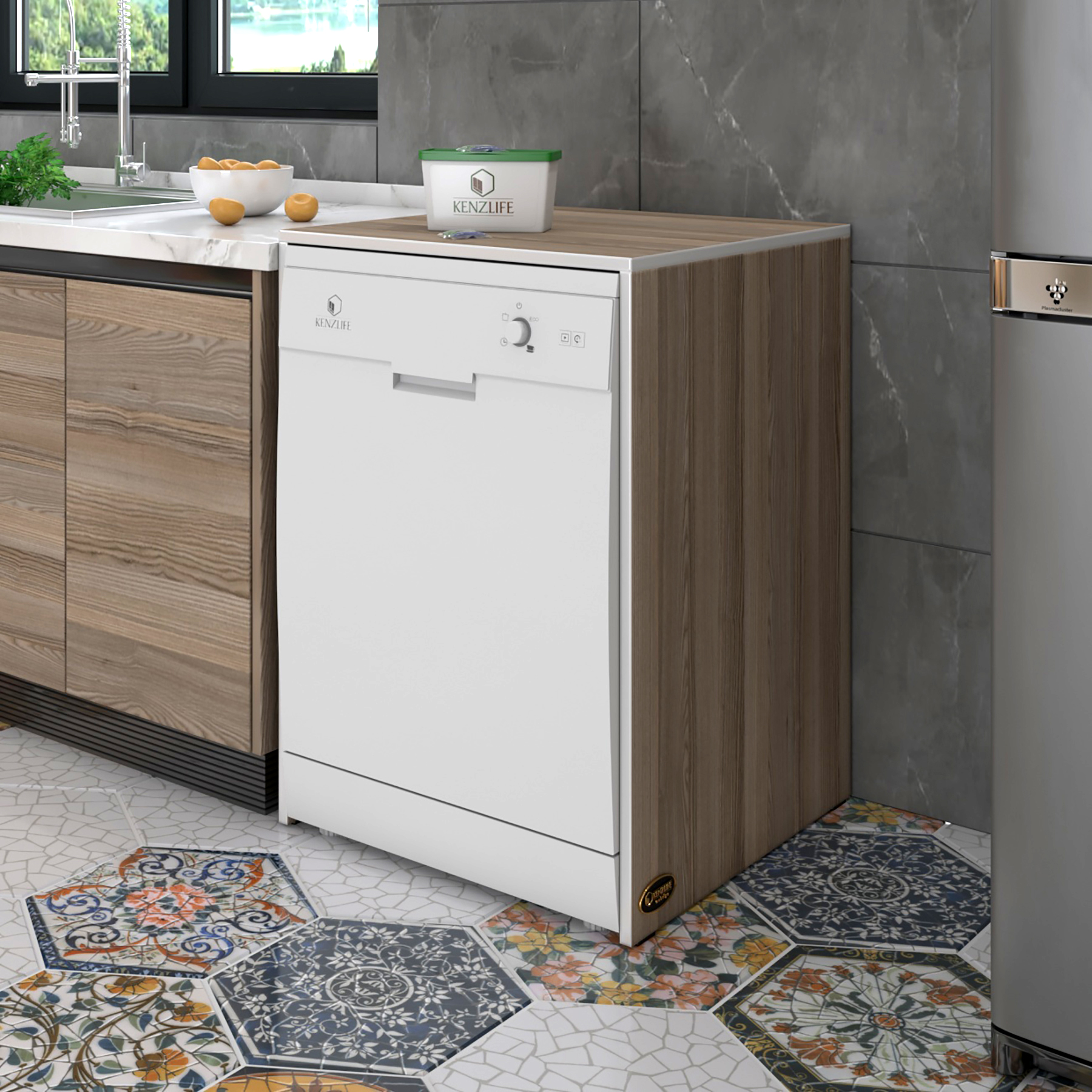 Kenzlife bulaşık&çamaşır&kurutma makinesi dolabı berfu crd 90*70*60 banyo ofis