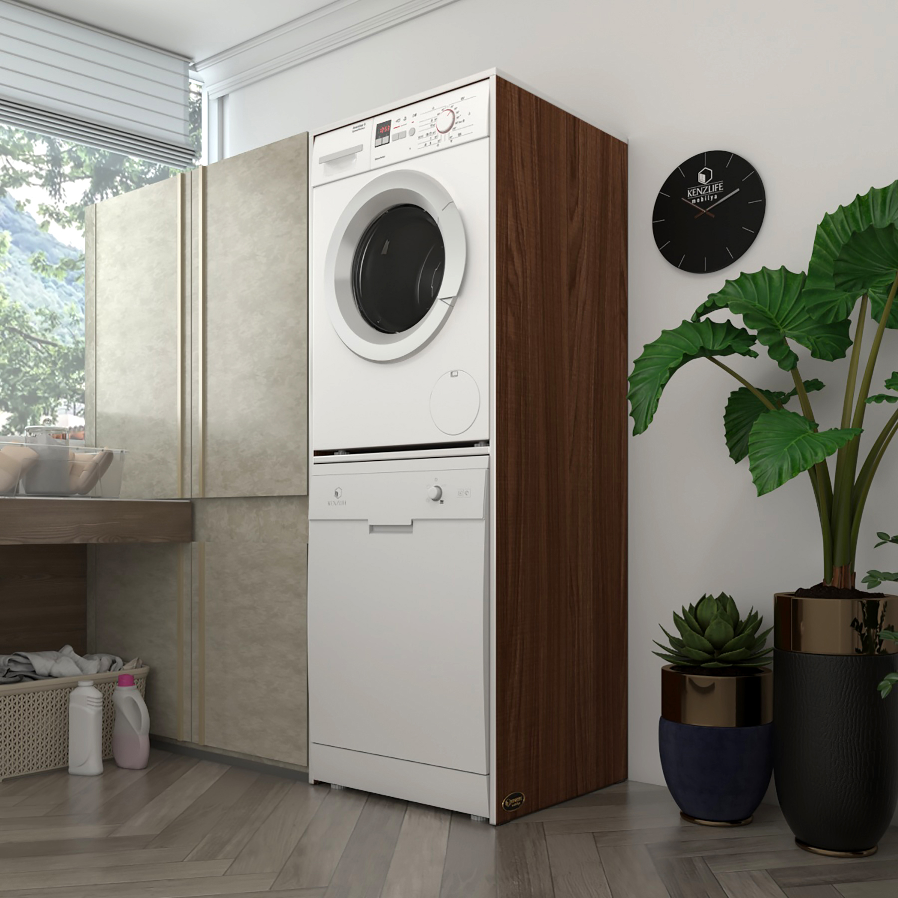 Kenzlife çamaşır-bulaşık makinesi dolabı katinka cvz 180*70*60 banyo çift katlı kapaksız arkalıksız