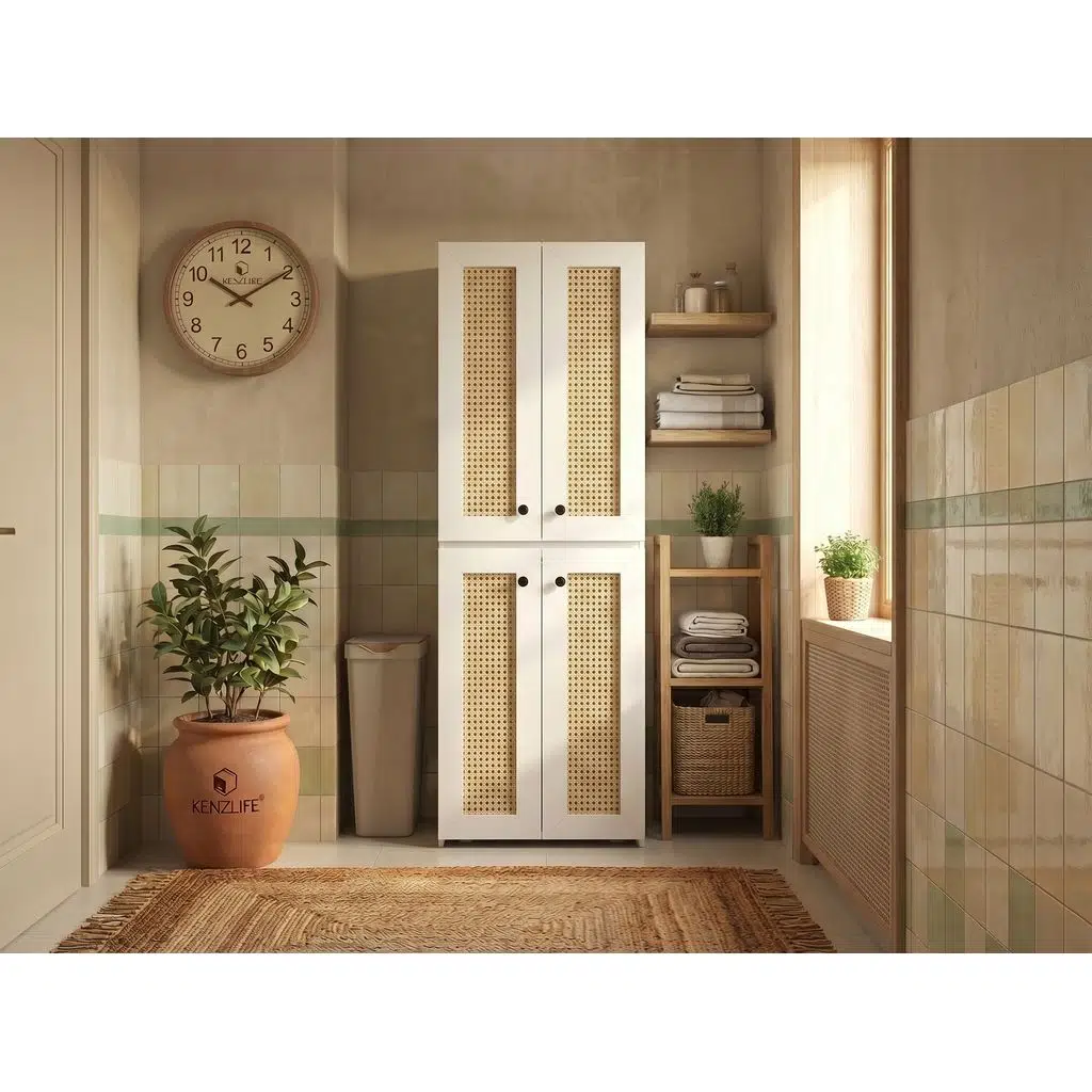 Kenzlife çamaşır-kurutma-bulaşık makinesi dolabı roksana mat beyaz 180*70*60 hazeran kare MDF gövde