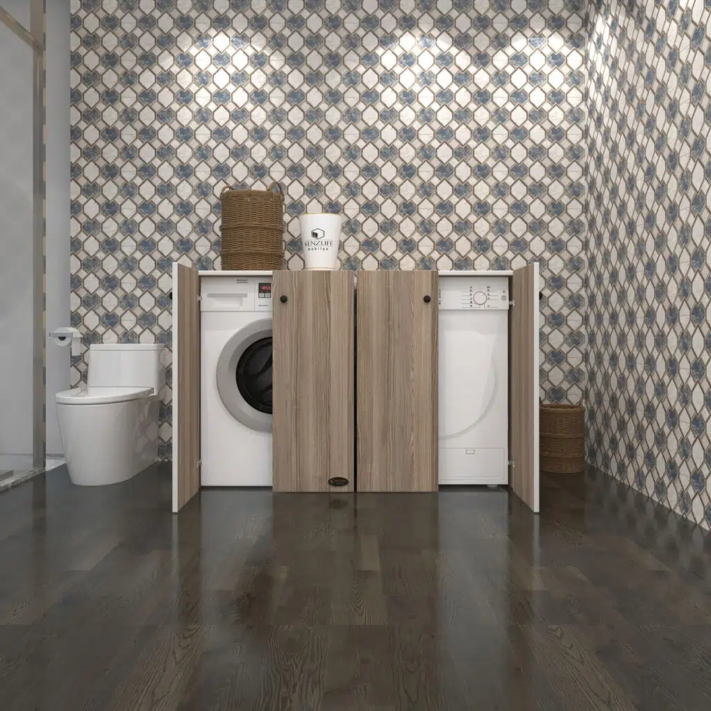 Kenzlife çamaşır&kurutma&bulaşık makinesi dolabı tatyanakare crd 90*140*60 kapaklı arkalıksız