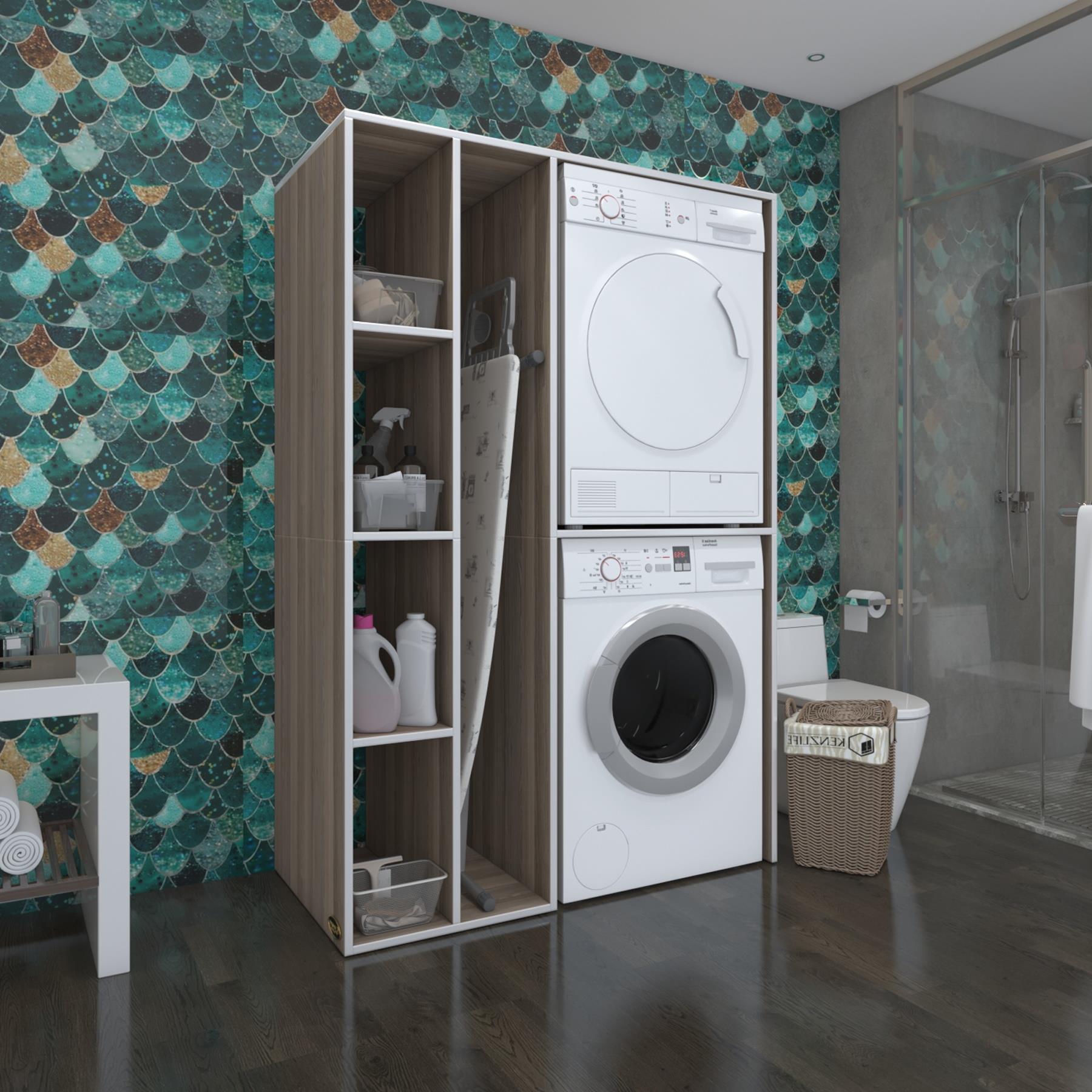 Kenzlife çamaşır-kurutma makinesi dolabı alyusha sol crd 180*120*60 banyo kapaksız arkalıksız