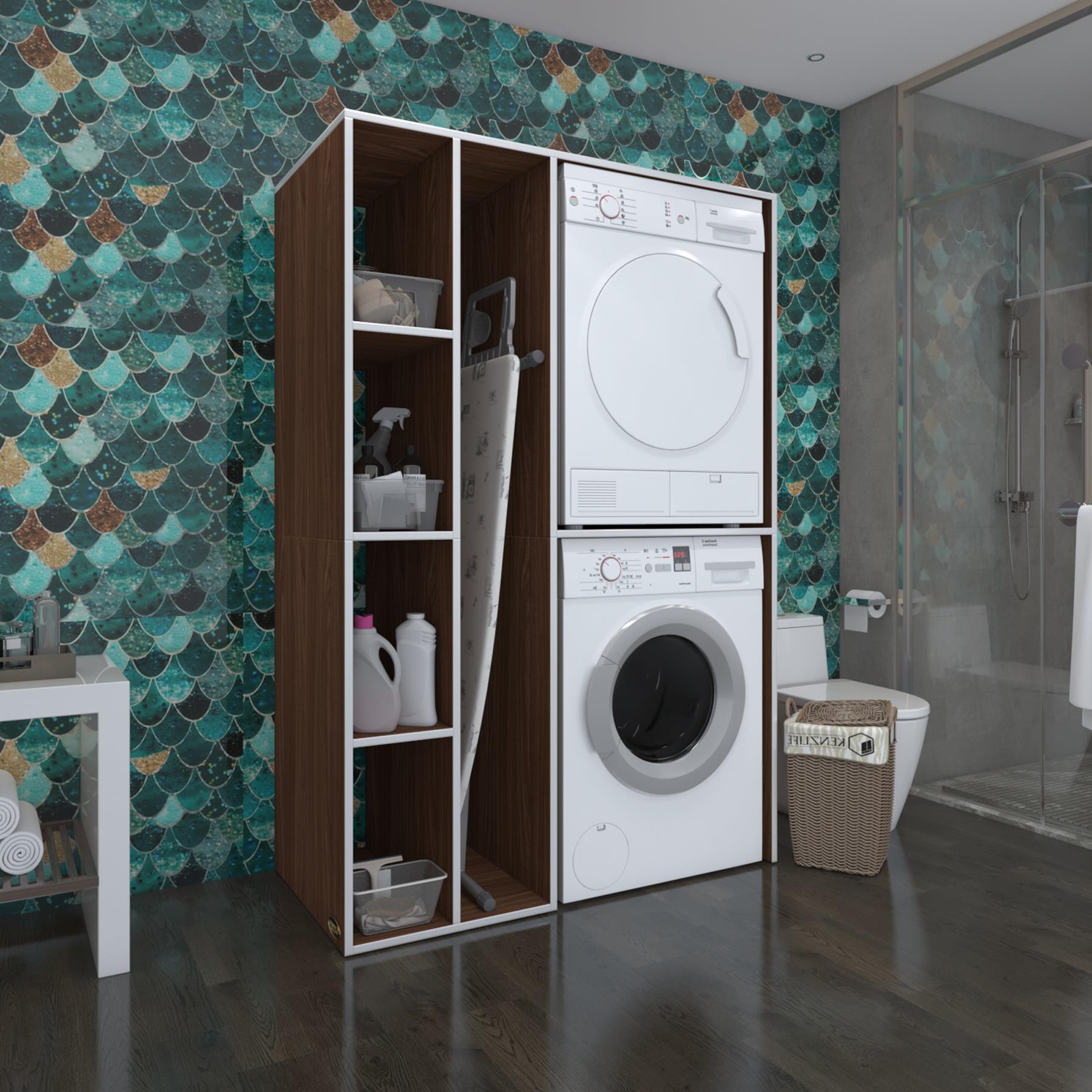 Kenzlife çamaşır-kurutma makinesi dolabı alyusha sol cvz 180*120*60 banyo kapaksız arkalıksız