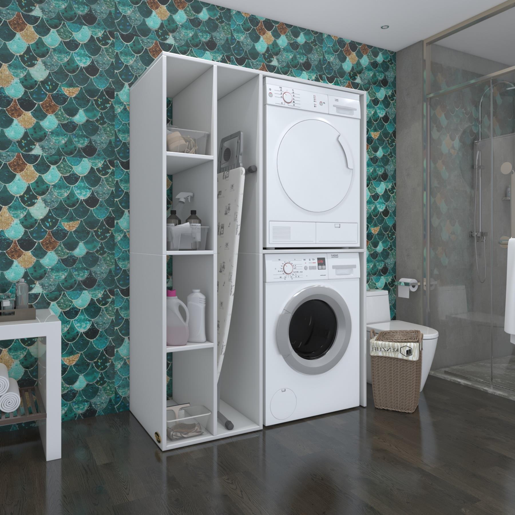 Kenzlife çamaşır-kurutma makinesi dolabı alyushamdf sol byz 180*120*60 % 100 mdf full mdf banyo kapaksız arkalıksız