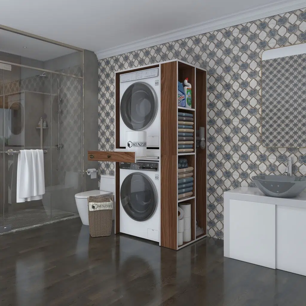 Kenzlife çamaşır-kurutma makinesi dolabı bacce sağ cvz 187*090*60 çekmeceli banyo