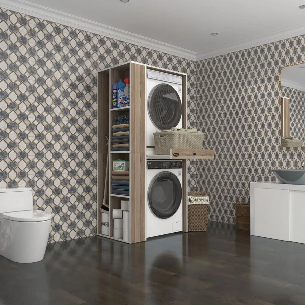 Kenzlife çamaşır-kurutma makinesi dolabı bacce sol crd 187*090*60 çekmeceli banyo