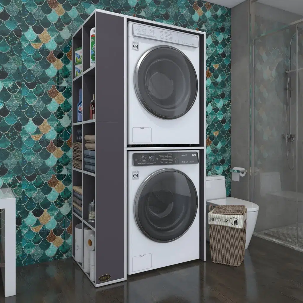 Kenzlife çamaşır-kurutma makinesi dolabı bolodenka sol gri 180*090*60 banyo kapaksız arkalıksız