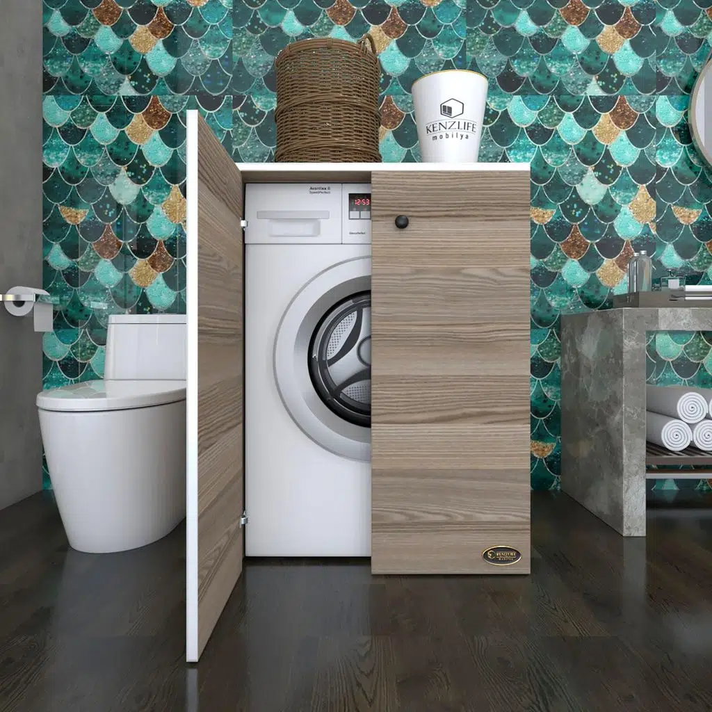 Kenzlife çamaşır&kurutma makinesi dolabı büyük boy kapaklı lubmila crd 100*80*70 banyo ofis kapaklı arkalıksız