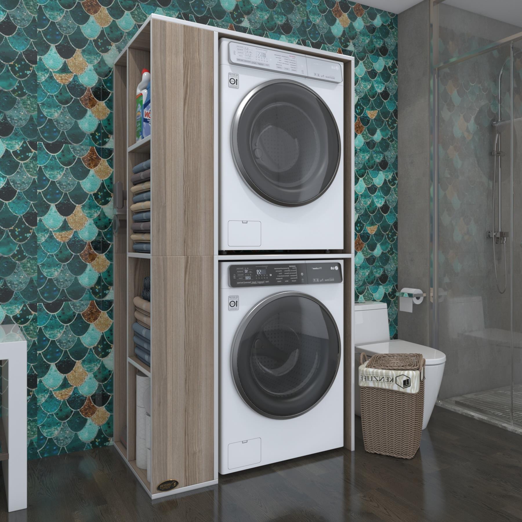 Kenzlife çamaşır-kurutma makinesi dolabı demyan sol crd 180*090*60 banyo kapaksız arkalıksız