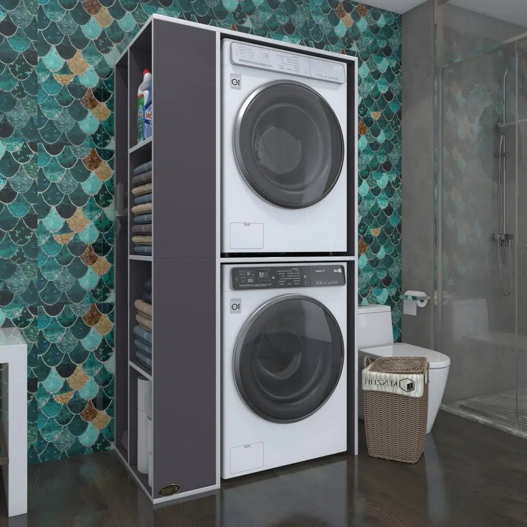 Kenzlife çamaşır-kurutma makinesi dolabı demyan sol gri 180*090*60 banyo kapaksız arkalıksız