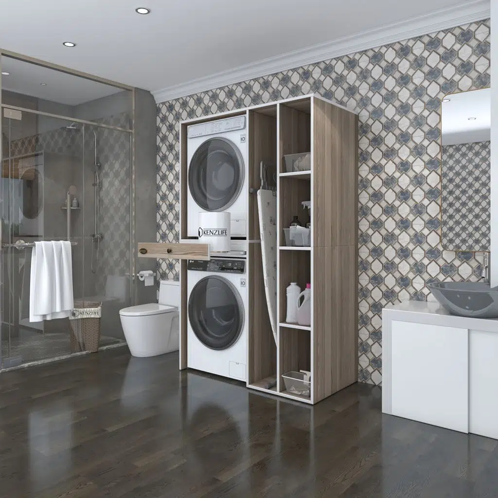Kenzlife çamaşır-kurutma makinesi dolabı gutas sağ crd 187*120*60 çekmeceli banyo