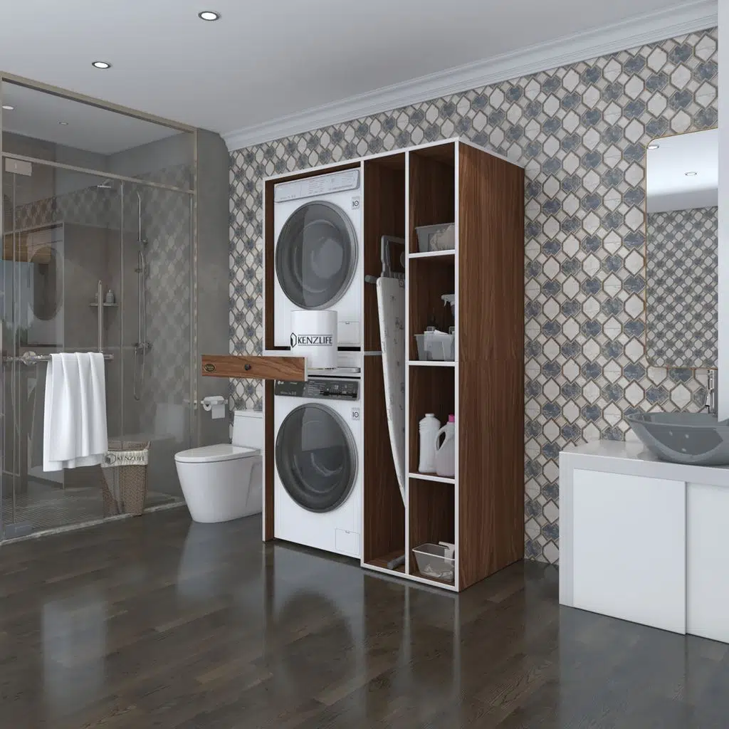 Kenzlife çamaşır-kurutma makinesi dolabı gutas sağ cvz 187*120*60 çekmeceli banyo
