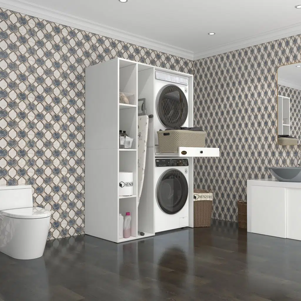 Kenzlife çamaşır-kurutma makinesi dolabı gutas sol byz 187*120*60 çekmeceli banyo