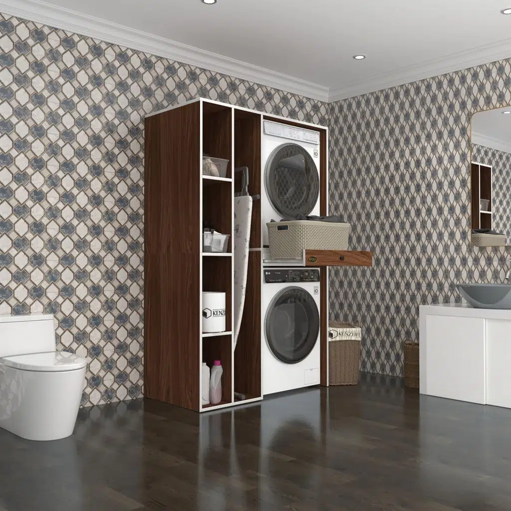 Kenzlife çamaşır-kurutma makinesi dolabı gutas sol cvz 187*120*60 çekmeceli banyo