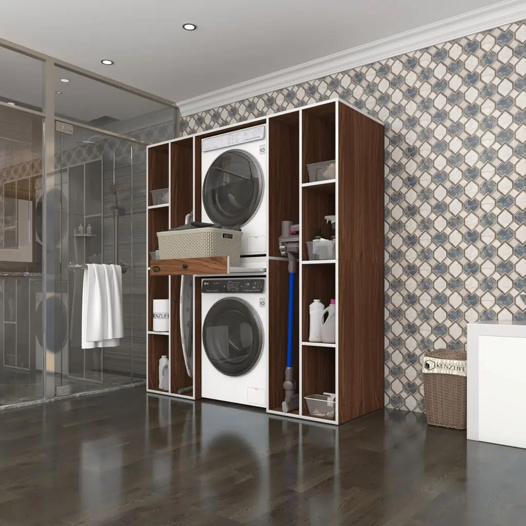 Kenzlife çamaşır-kurutma makinesi dolabı sadra cvz 187*170*60 çekmeceli raflı banyo