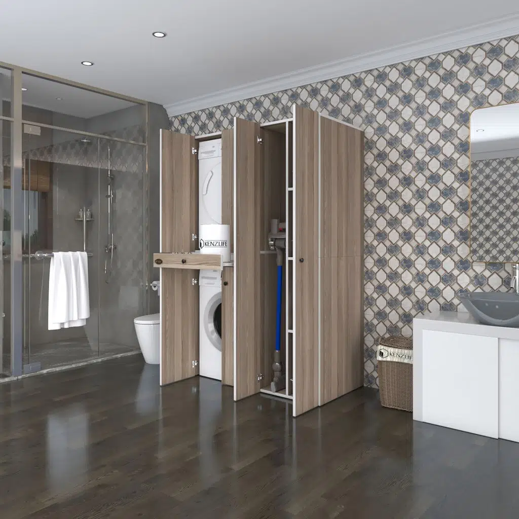 Kenzlife çamaşır-kurutma makinesi dolabı şahrur sağ crd 187*120*60 çekmeceli banyo