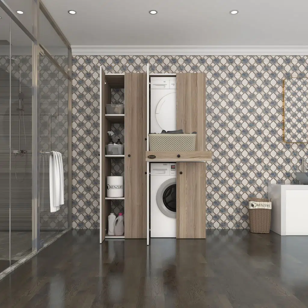 Kenzlife çamaşır-kurutma makinesi dolabı şahrur sol crd 187*120*60 çekmeceli banyo