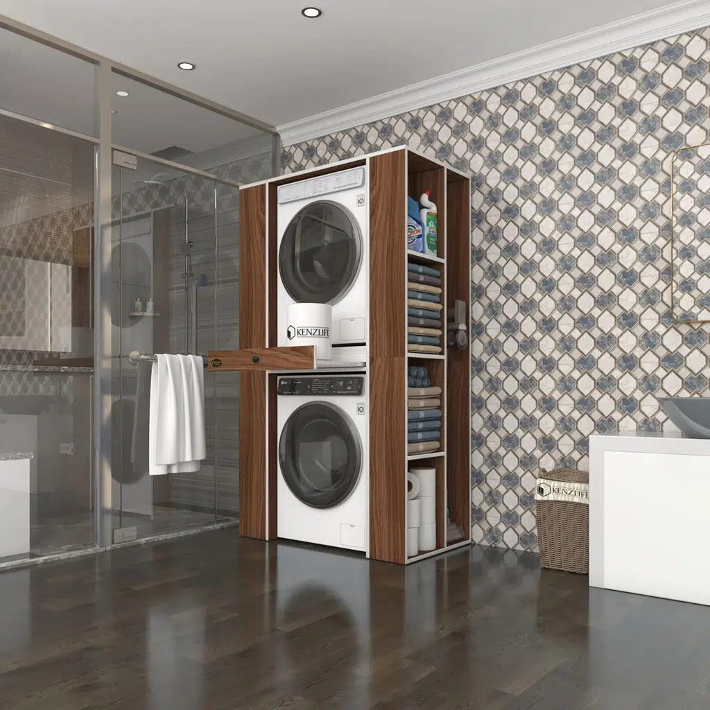 Kenzlife çamaşır-kurutma makinesi dolabı umare cvz 187*110*60 çekmeceli raflı banyo